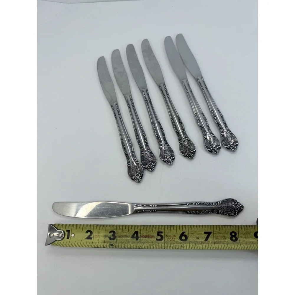 Stanley Roberts DYNASTY Stainless 5 Petal Flower - Set of 7 Dinner Knives